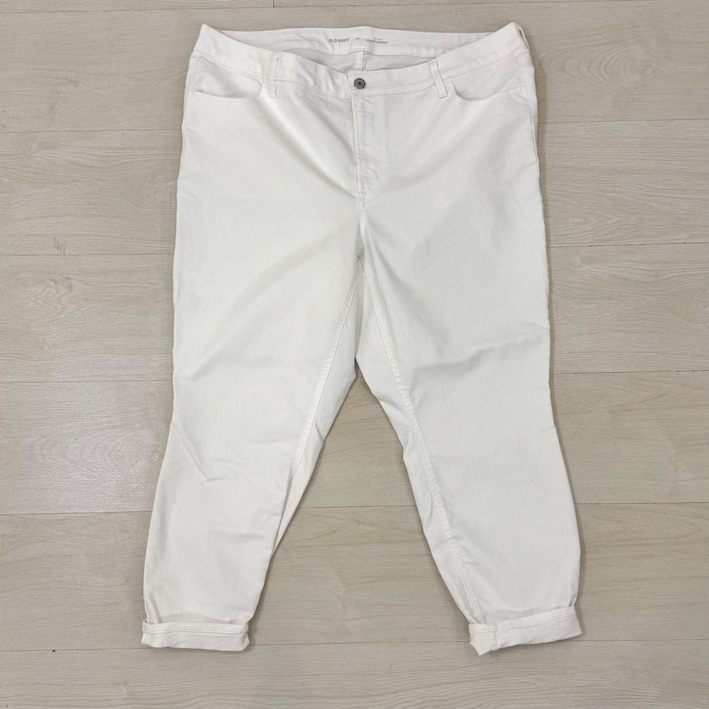 Old Navy Super Skinny Jeans Womens 20 White High Rise Stretch Denim Minimalist